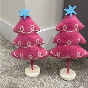 Pink Felt Christmas Tree Decor with Blue Star two available